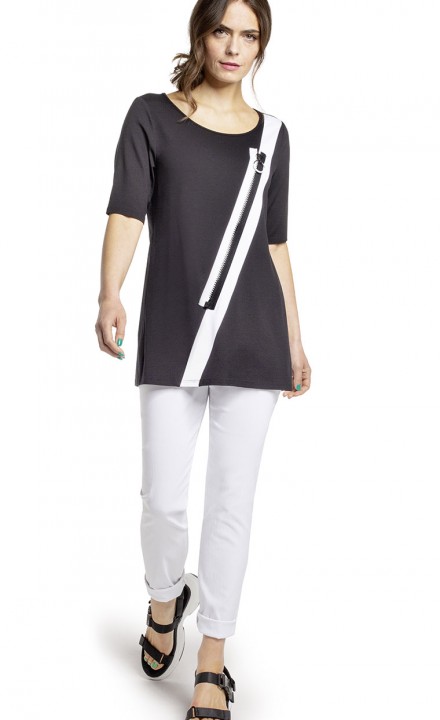 Doris Streich SS20 - Black  & White Striped Blouse